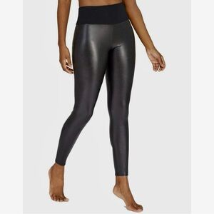 SPANX Assets Black All Over Faux Leather Leggings Pants Plus 1X